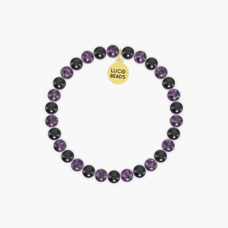 Black Tourmaline and Amethyst Bracelet