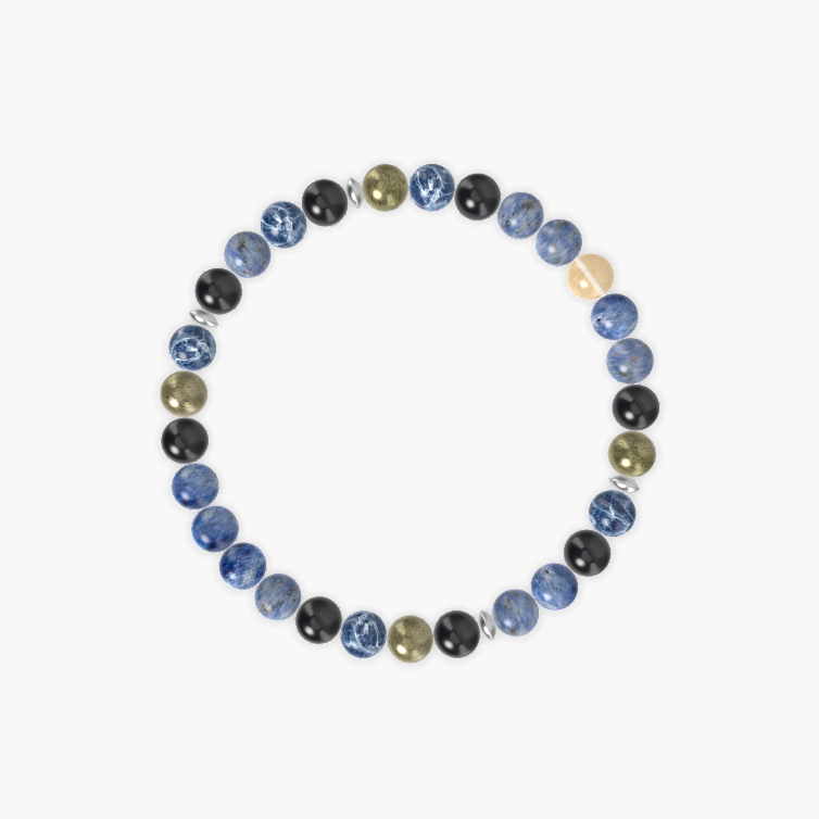 Sodalite, Black Tourmaline, Pyrite and more Gemstone Bracelet