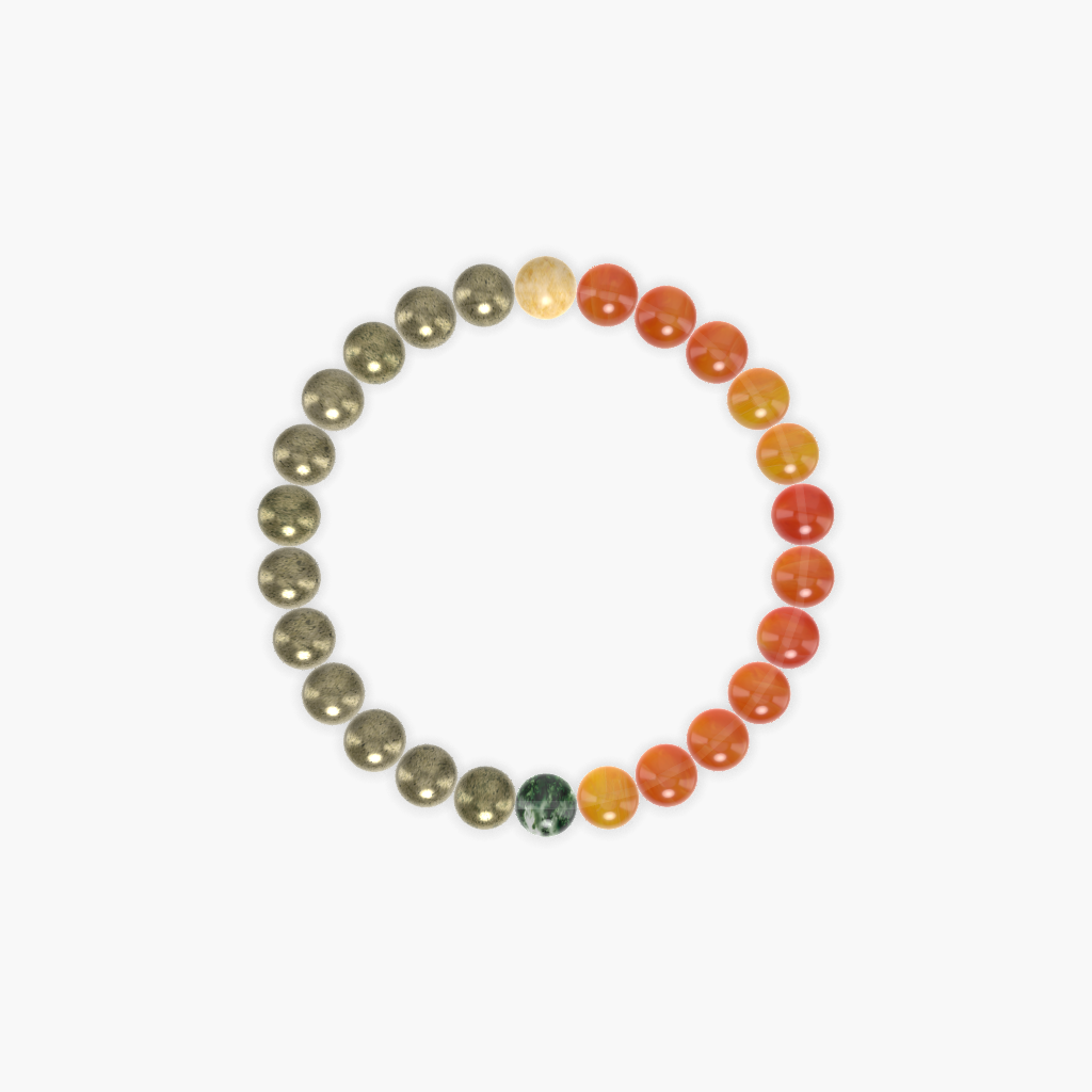 Carnelian, Pyrite, Moss Agate and more Gemstone Bracelet