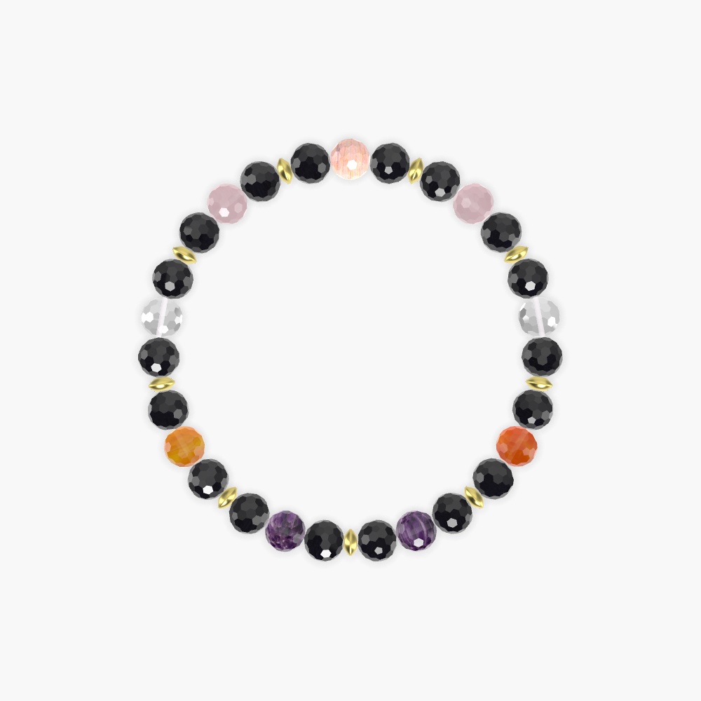 Black Tourmaline, Amethyst, Carnelian and more Gemstone Bracelet