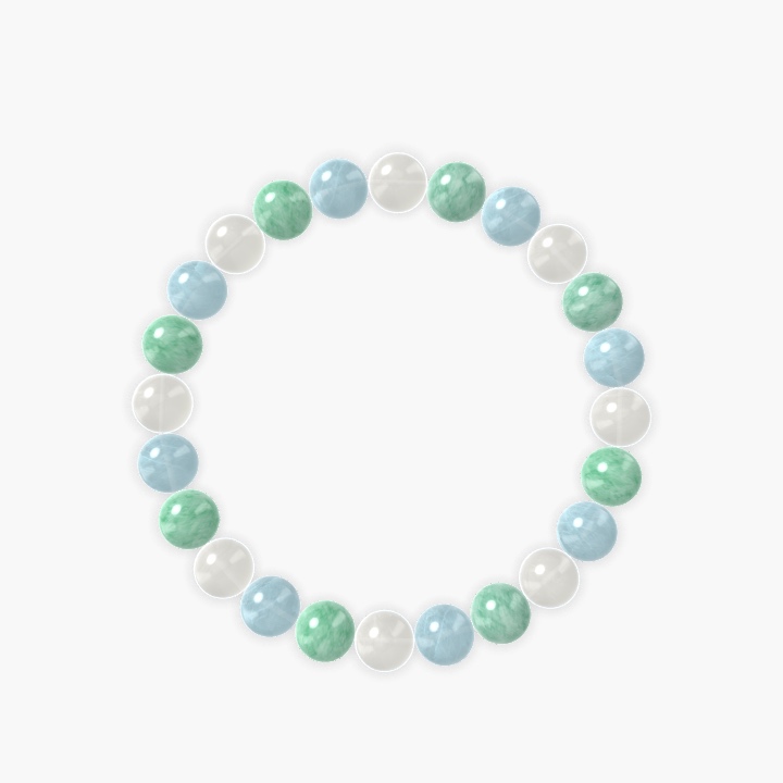 Moonstone, Aquamarine and Green Jade Bracelet