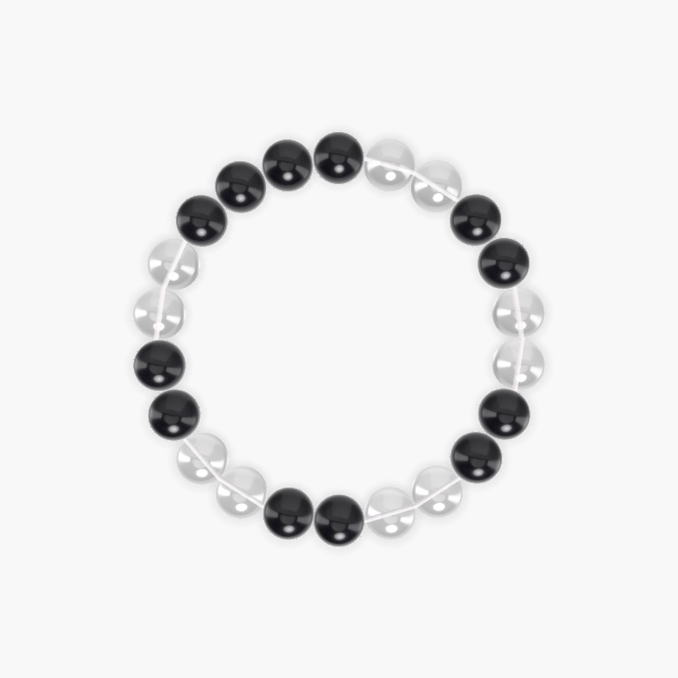 Black Obsidian and Clear Quartz Bracelet