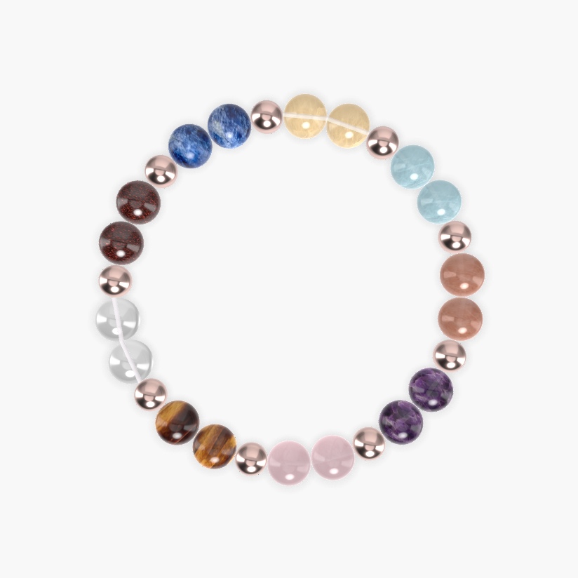 Rose Quartz, Amethyst, Sunstone and more Gemstone Bracelet