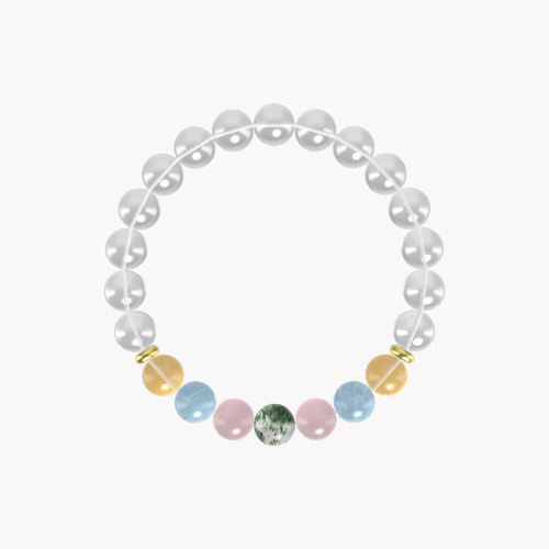 Clear Quartz, Rose Quartz, Aquamarine and more Gemstone Bracelet