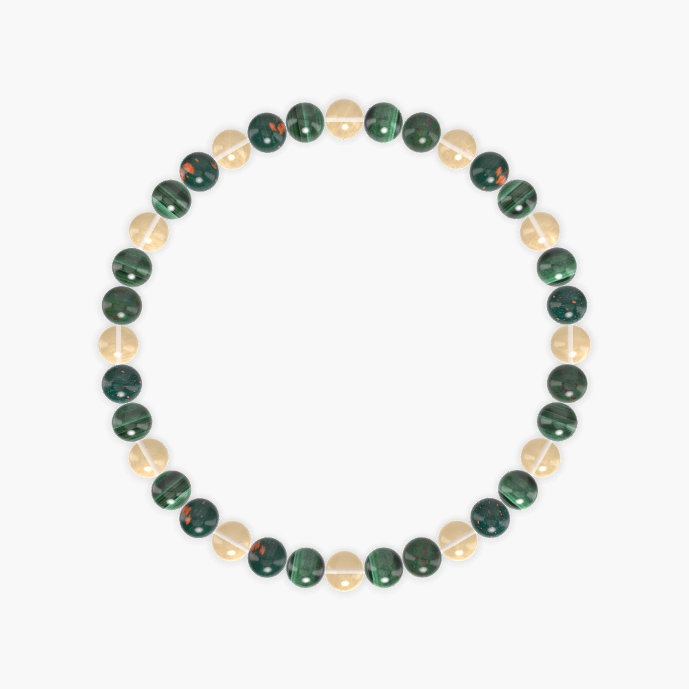 Citrine, Malachite and Bloodstone Bracelet