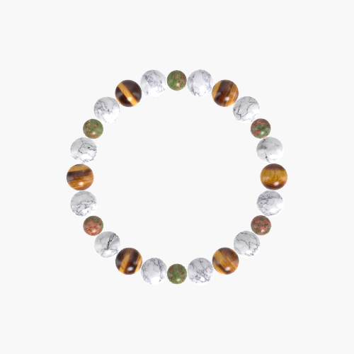 Howlite, Unakite and Tiger Eye Bracelet