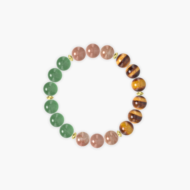 Aventurine, Sunstone and Tiger Eye Bracelet