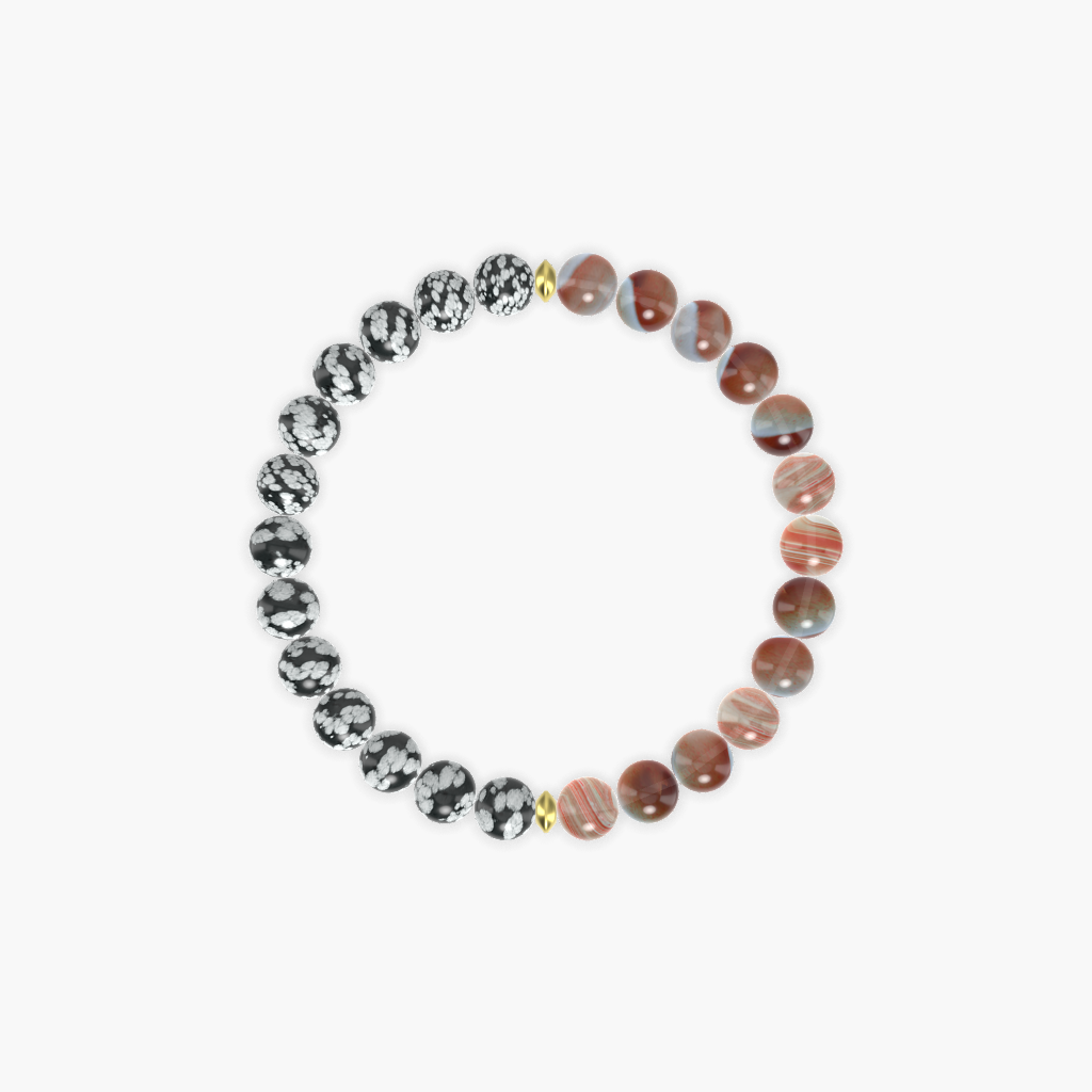Sardonyx and Snowflake Obsidian Bracelet
