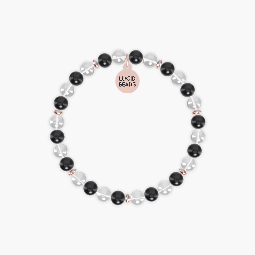 Clear Quartz and Black Obsidian Bracelet
