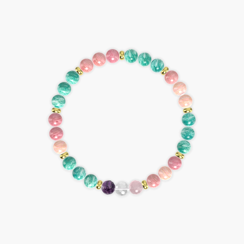 Rhodonite, Amazonite, Clear Quartz and more Gemstone Bracelet