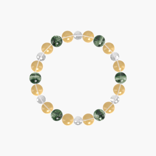 Citrine, Clear Quartz and Moss Agate Bracelet