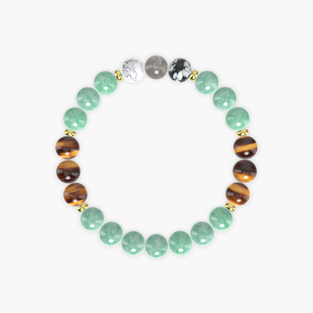Green Jade, Tiger Eye, Snowflake Obsidian and more Gemstone Bracelet