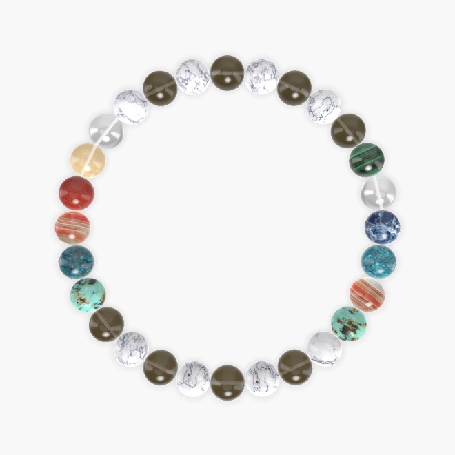 Smoky Quartz, Howlite, African Turquoise and more Gemstone Bracelet