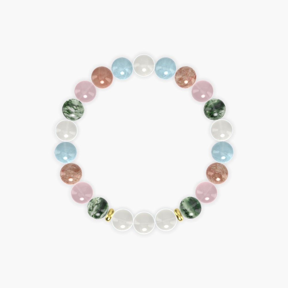 Moonstone, Moss Agate, Rose Quartz and more Gemstone Bracelet