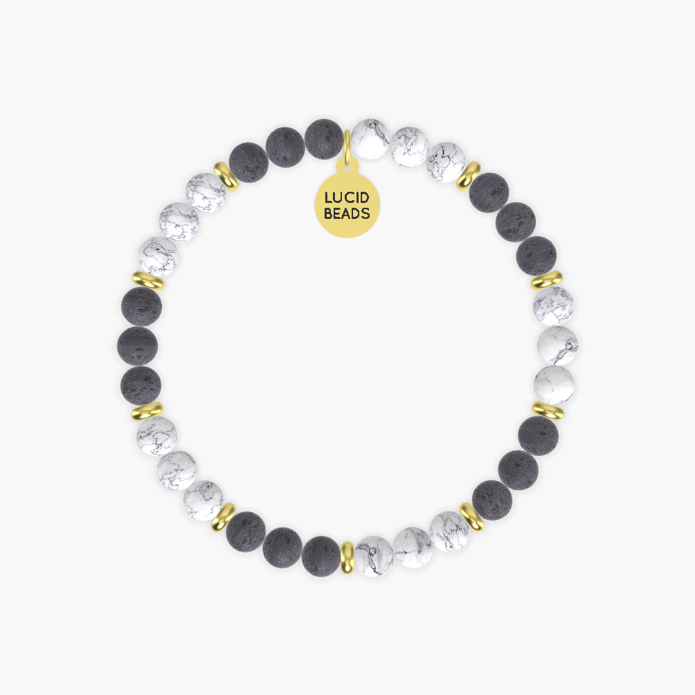 Howlite and Lava Rock Bracelet