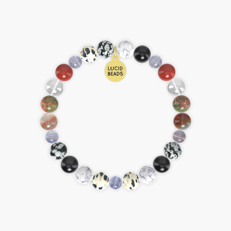 Blue Lace Agate, Dalmatian Jasper, Howlite and more Gemstone Bracelet
