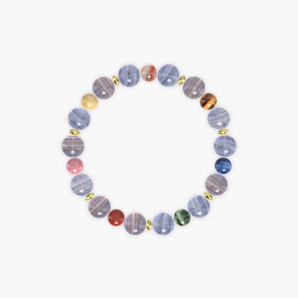 Blue Lace Agate, Moss Agate, Sodalite, Tiger Eye, Sardonyx etc. Gemstone Bead Bracelet