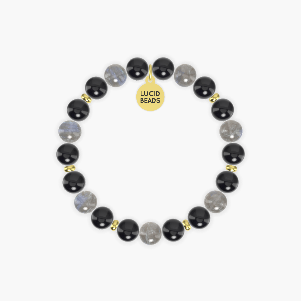 Black Obsidian and Labradorite Bracelet