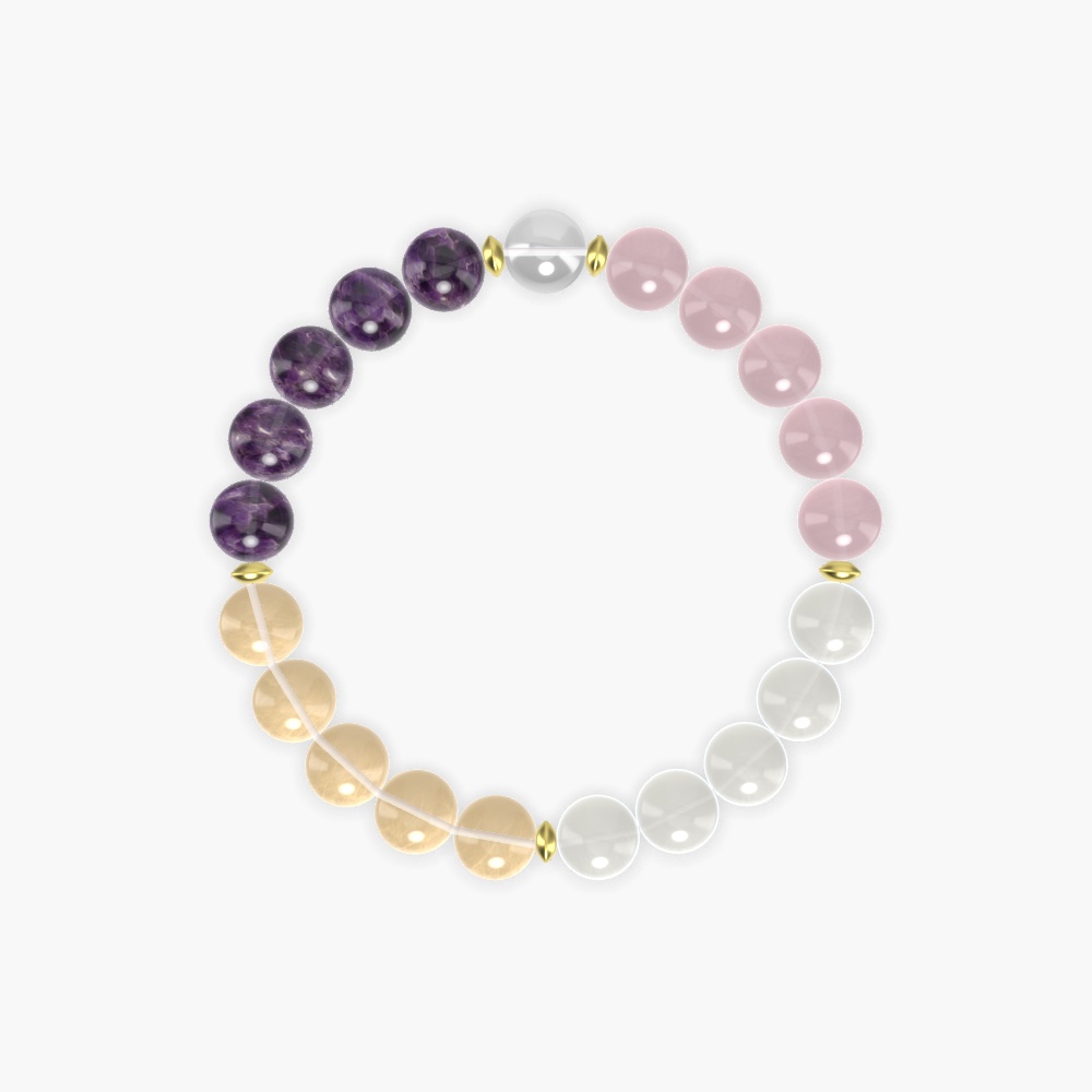 Moonstone, Rose Quartz, Amethyst and more Gemstone Bracelet