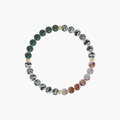 Snowflake Obsidian, Sardonyx and Bloodstone Bracelet