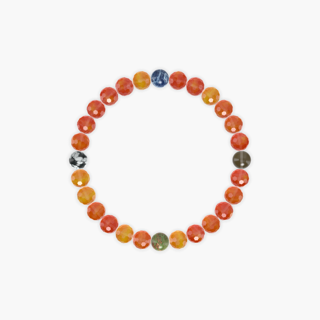 Carnelian, Unakite, Smoky Quartz and more Gemstone Bracelet