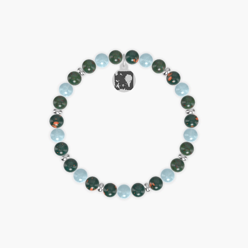 Bloodstone and Aquamarine Bracelet