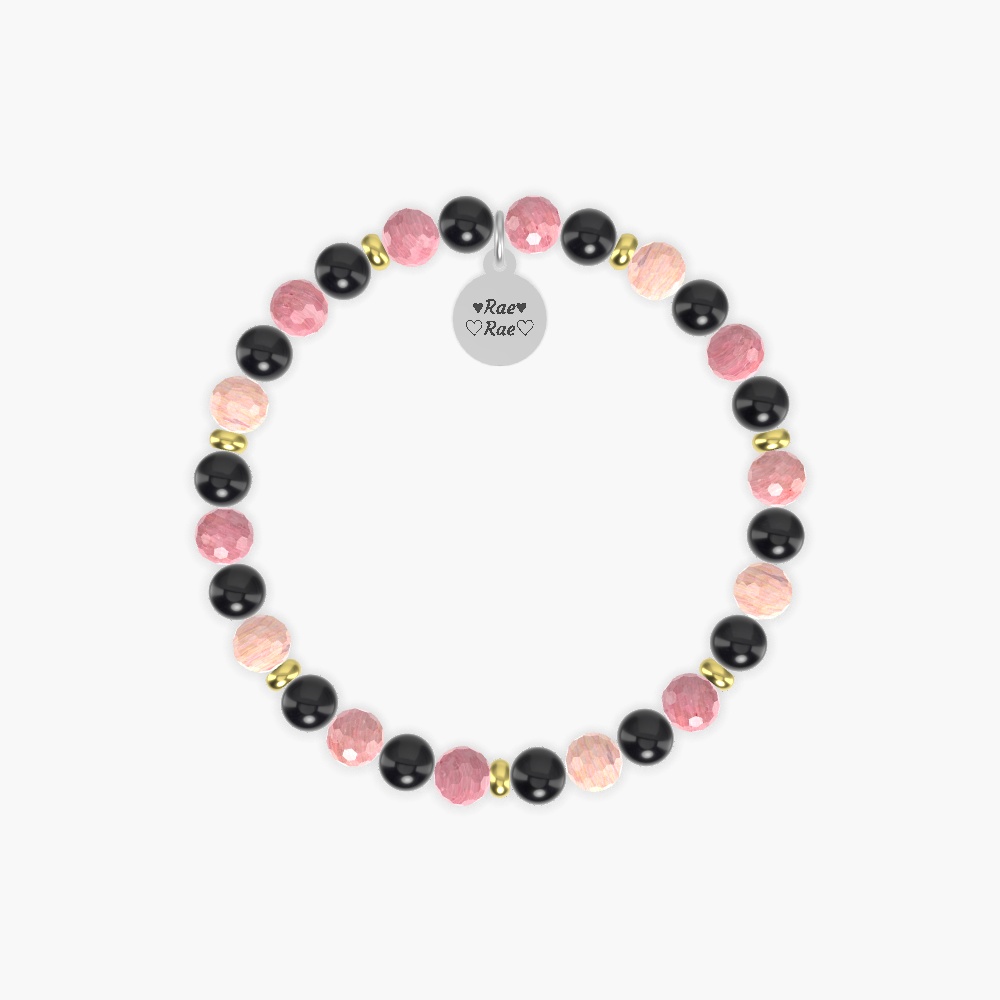 Black Obsidian and Rhodonite Bracelet