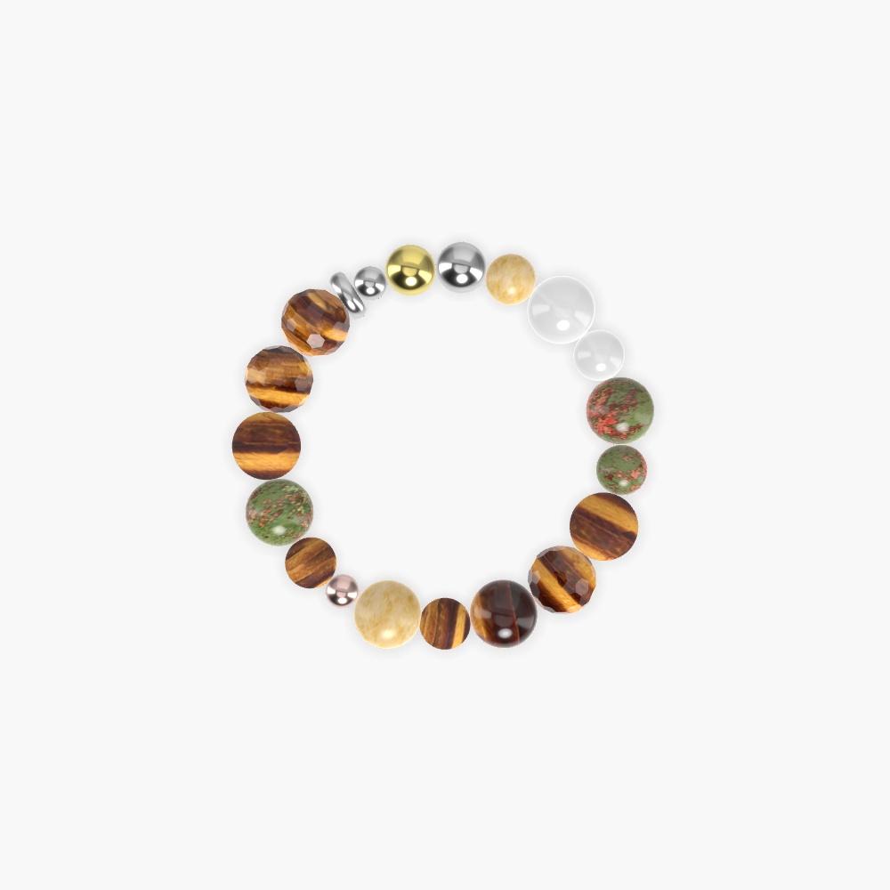 Tiger Eye, Unakite, White Jade and more Gemstone Bracelet