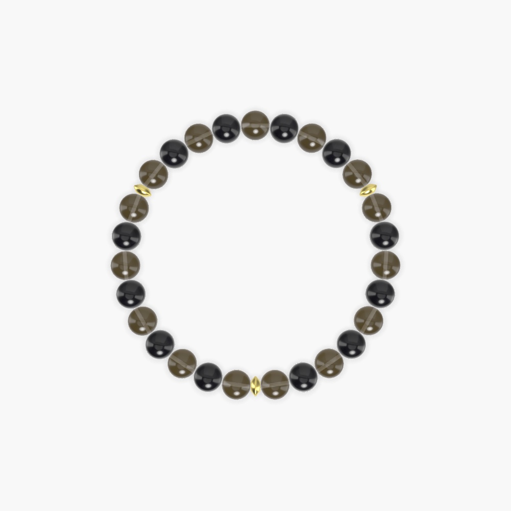 Smoky Quartz and Black Obsidian Bracelet