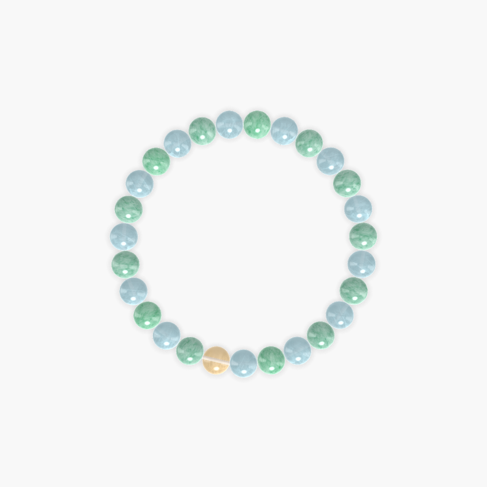 Aquamarine, Green Jade and Citrine Bracelet