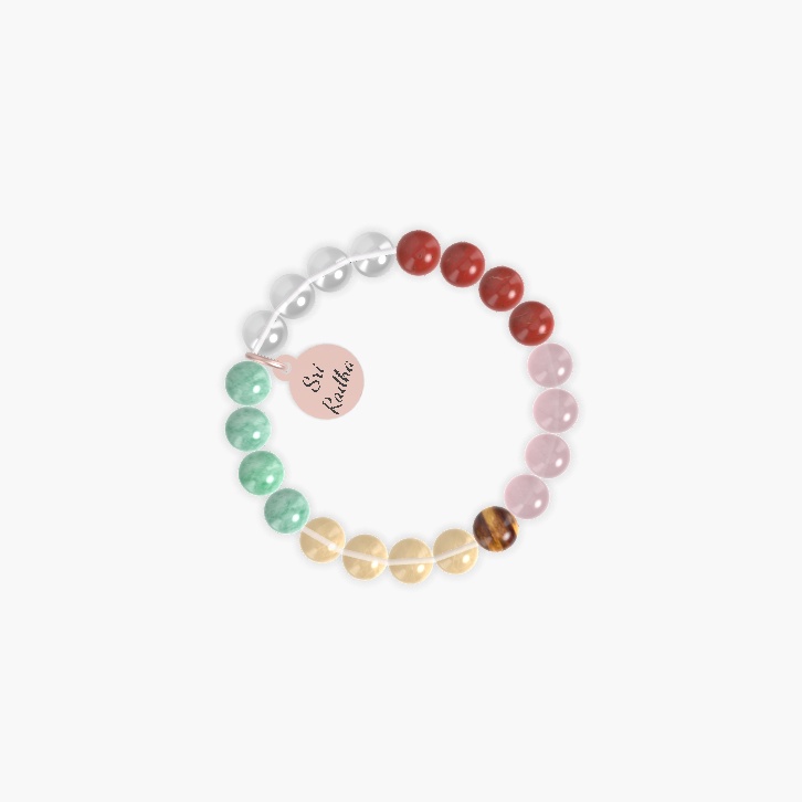 Rose Quartz, Red Jasper, Clear Quartz and more Gemstone Bracelet