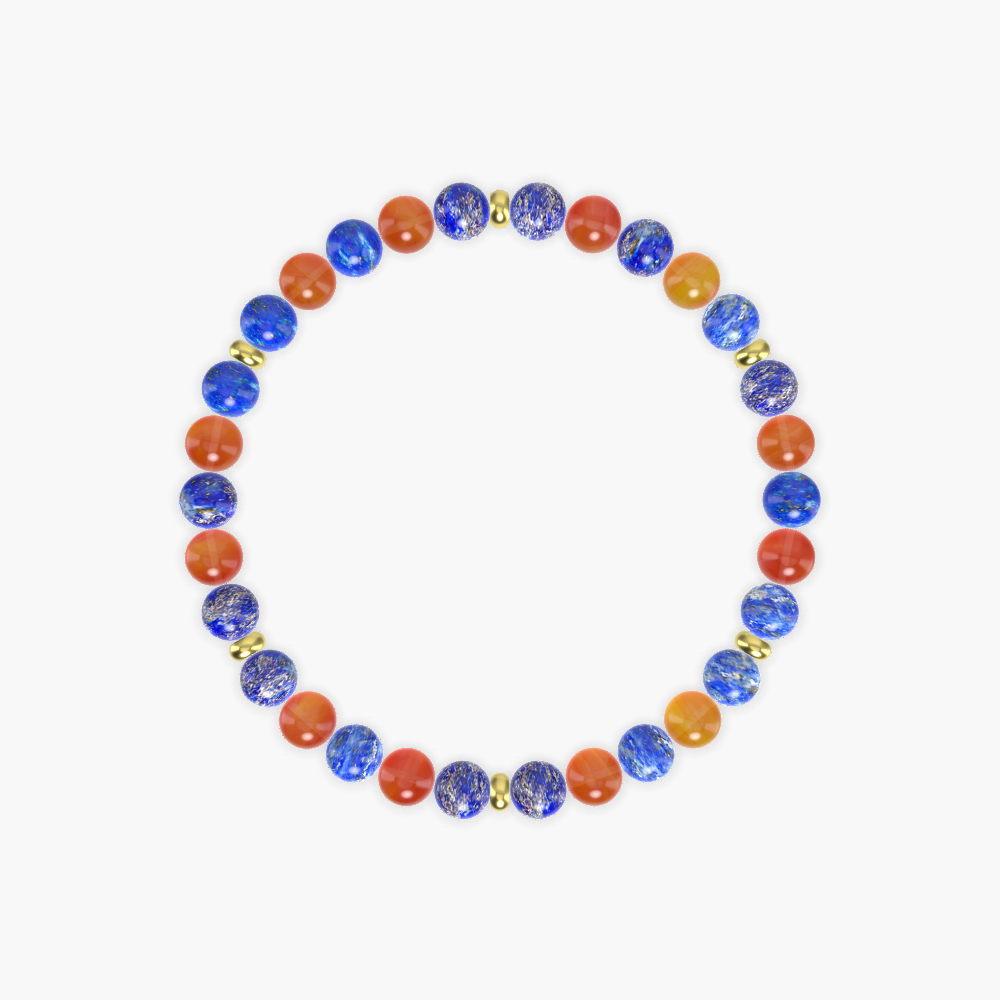 Celestial Confidence - Lapis Lazuli and Carnelian Bracelet