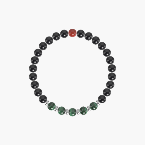 Black Tourmaline, Malachite and Red Jasper Bracelet