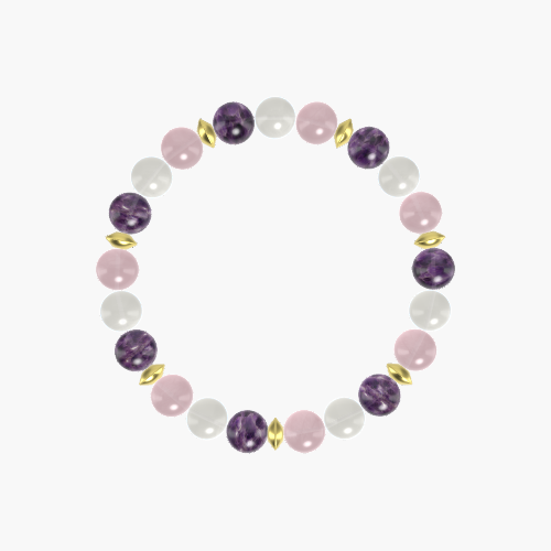 Rose Quartz, Moonstone and Amethyst Bracelet