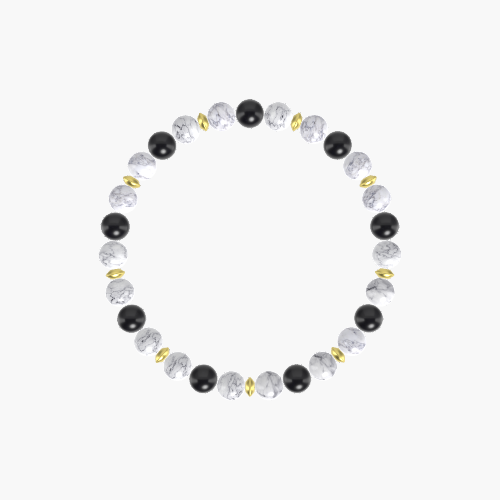 Howlite and Black Obsidian Bracelet