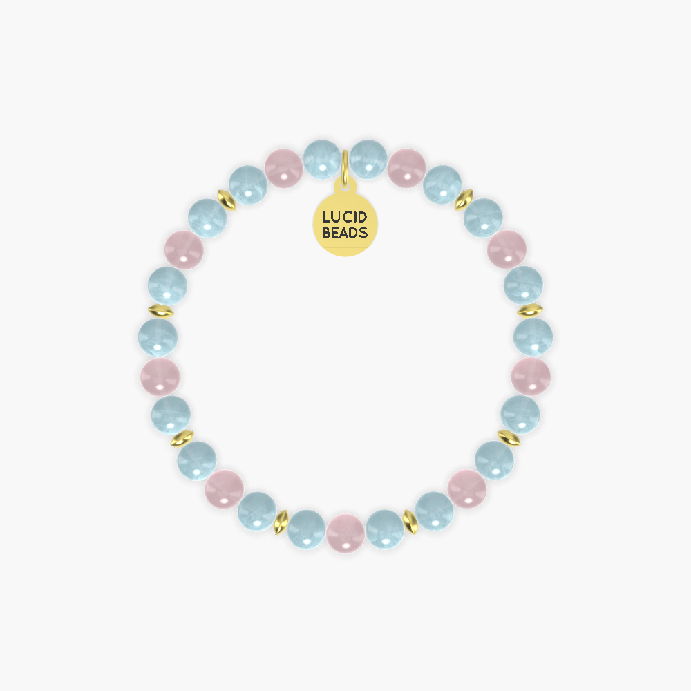 Aquamarine and Rose Quartz Bracelet
