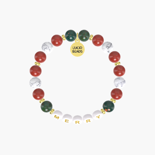 Red Jasper, Bloodstone and Howlite Bracelet