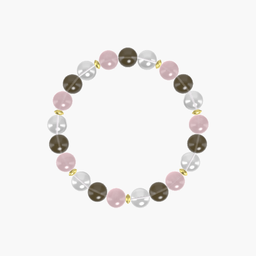 Clear Quartz, Smoky Quartz and Rose Quartz Bracelet