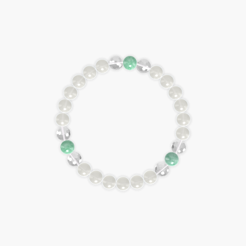 Moonstone, Clear Quartz and Green Jade Bracelet