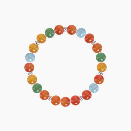 Carnelian, Aquamarine and Aventurine Bracelet