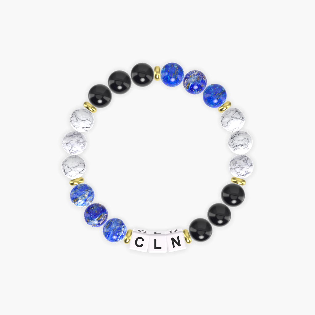 Black Obsidian, Howlite and Lapis Lazuli Bracelet
