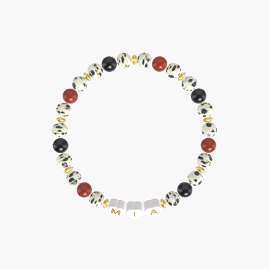 Dalmatian Jasper, Black Tourmaline and Red Jasper Bracelet
