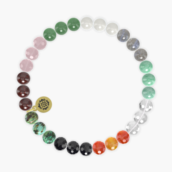Black Tourmaline, Carnelian, Clear Quartz and more Gemstone Bracelet