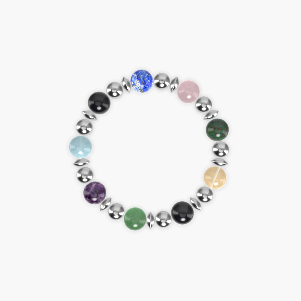 Black Tourmaline, Citrine, Bloodstone and more Gemstone Bracelet