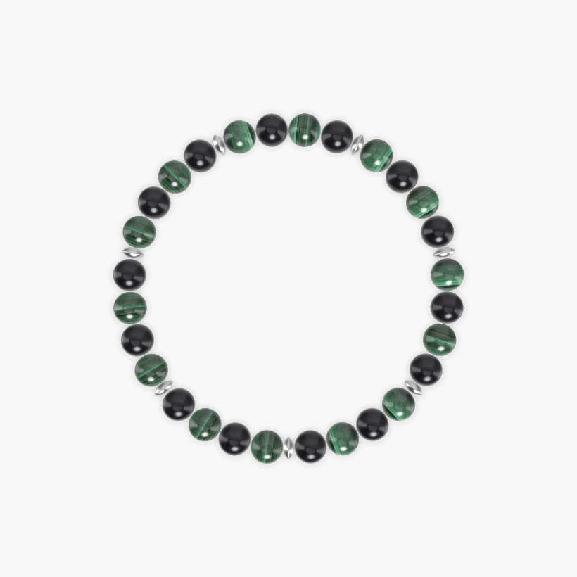 Black Obsidian and Malachite Bracelet