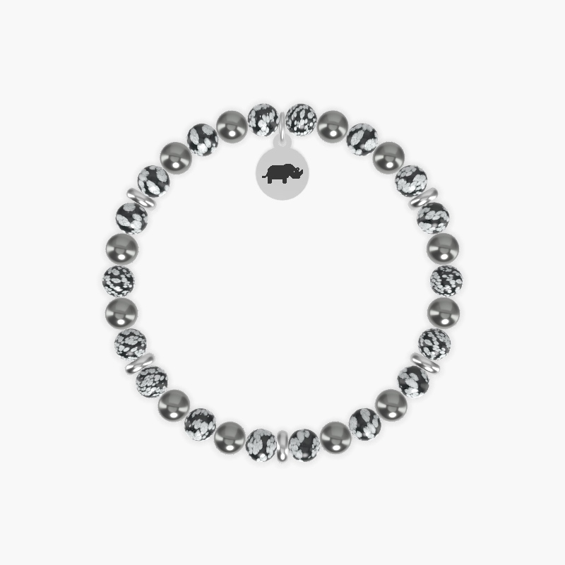 Snowflake Obsidian and Hematite Bracelet