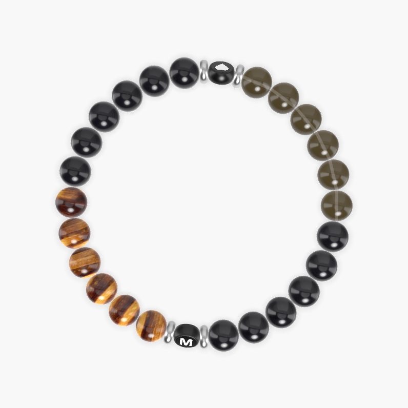 Black Tourmaline, Smoky Quartz, Black Obsidian and more Gemstone Bracelet