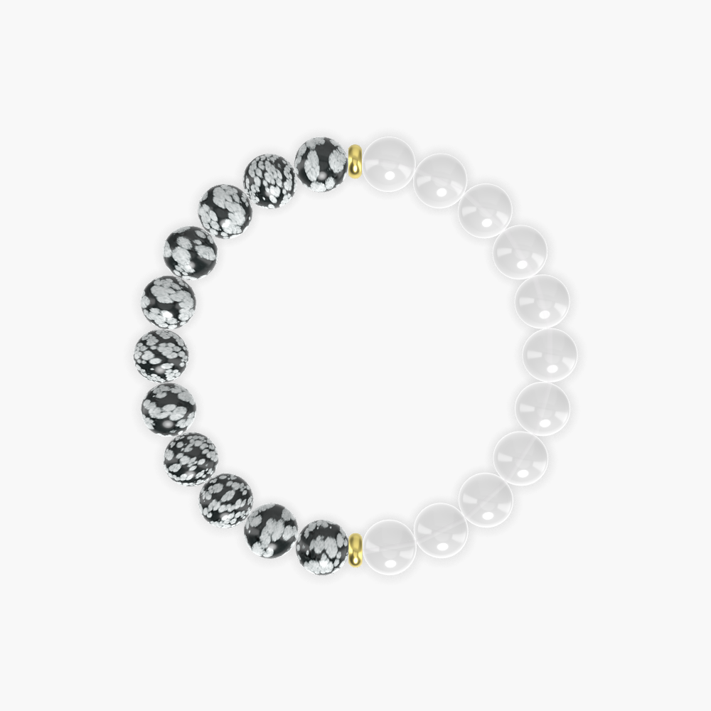 White Jade and Snowflake Obsidian Bracelet