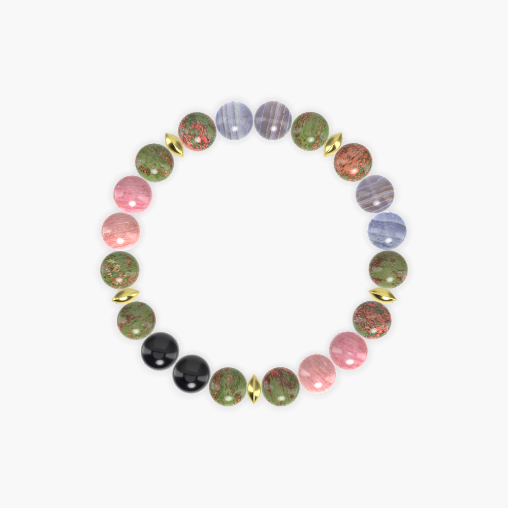 Unakite, Rhodonite, Blue Lace Agate and More Gemstone Bracelet