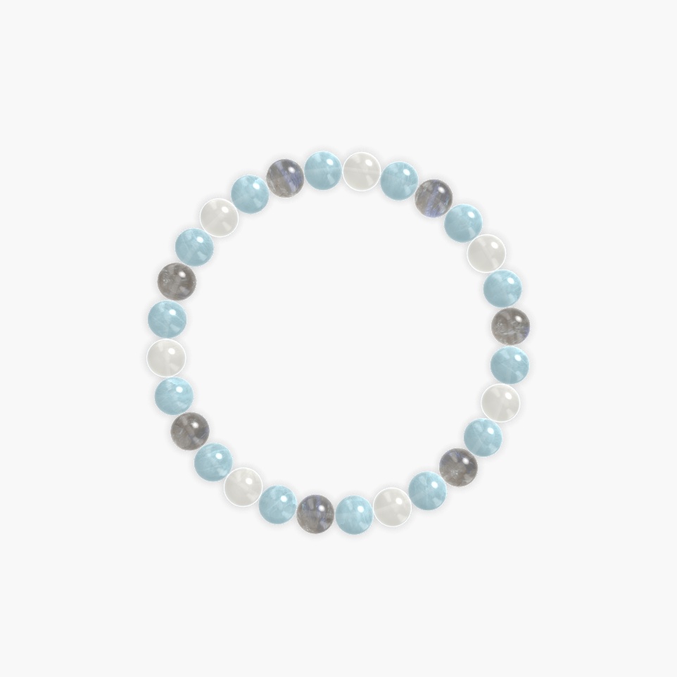 Aquamarine, Labradorite and Moonstone Bracelet